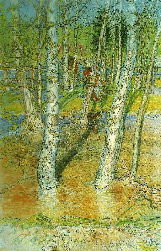 Carl Larsson varflod- oversvamning oil painting picture